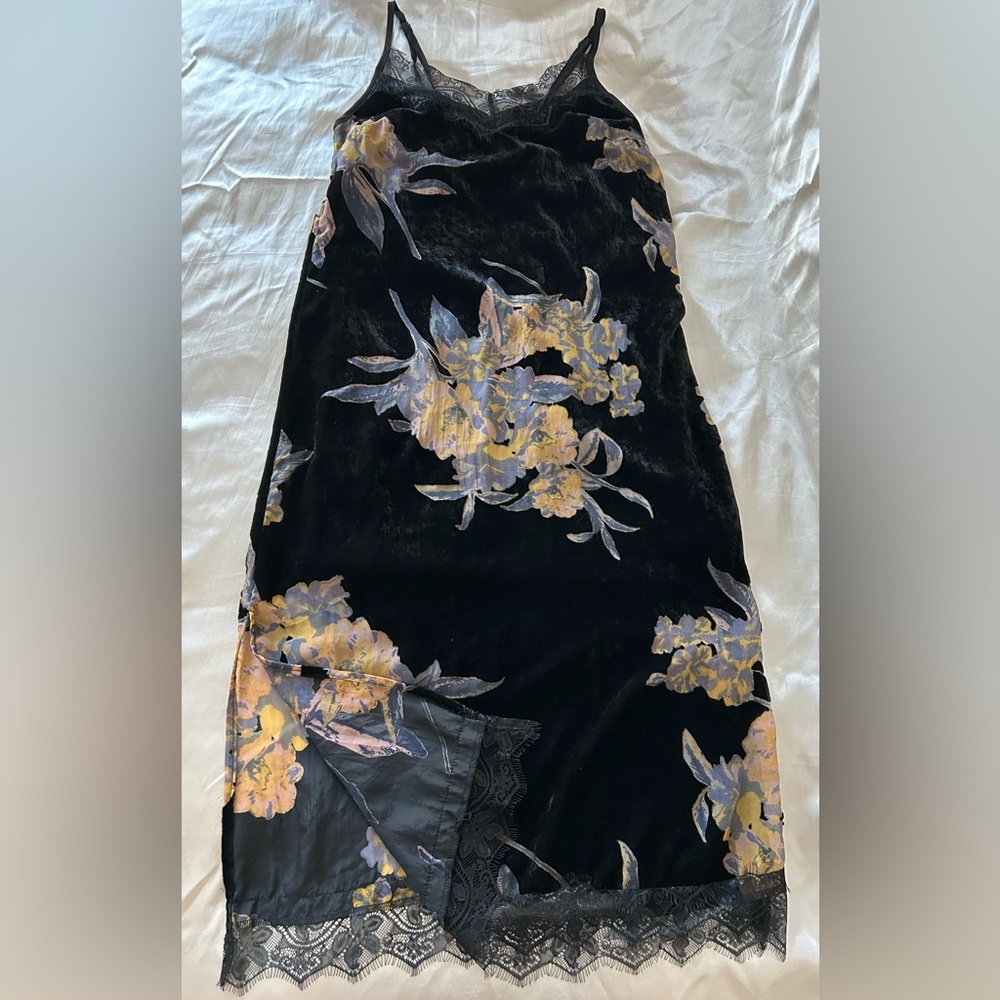 Band of Gypsies Black Floral Burned Out Velvet Lace Slip